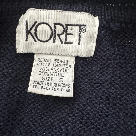 Vintage Koret Cardigan S Blue Argyle Gold Buttons Crown Crest Grandpa Y2K Wool - Picture 4 of 5